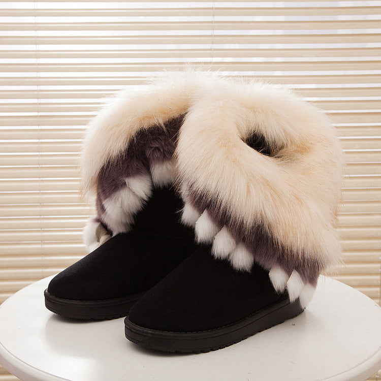 Ladies Faux Fur Snow Boots - UnequelyUs