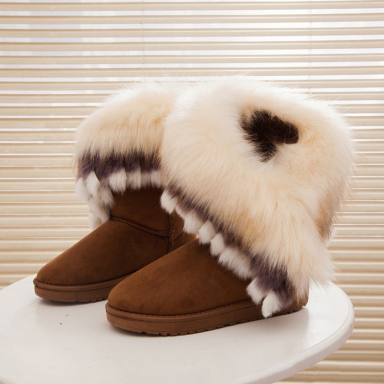 Ladies Faux Fur Snow Boots - UnequelyUs