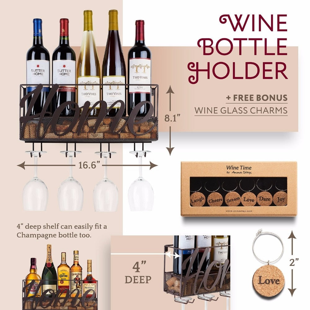 Wine Rack with Bottle and Glass Holder - UnequelyUs