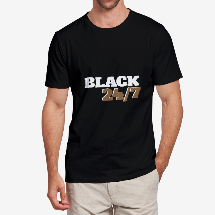Custom Designed Black 24/7 Tee - UnequelyUs