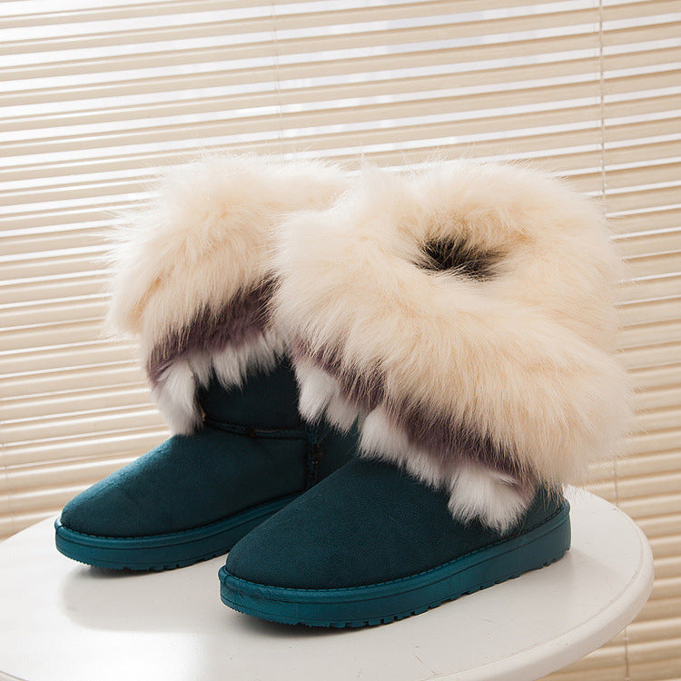 Ladies Faux Fur Snow Boots - UnequelyUs