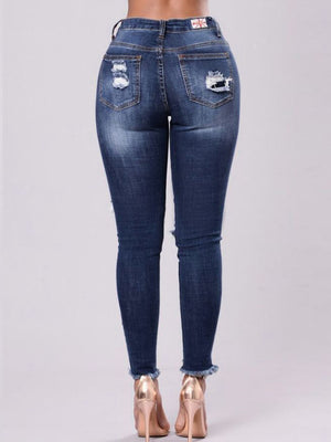 Womens Ripped Jeans With Embroidery - UnequelyUs