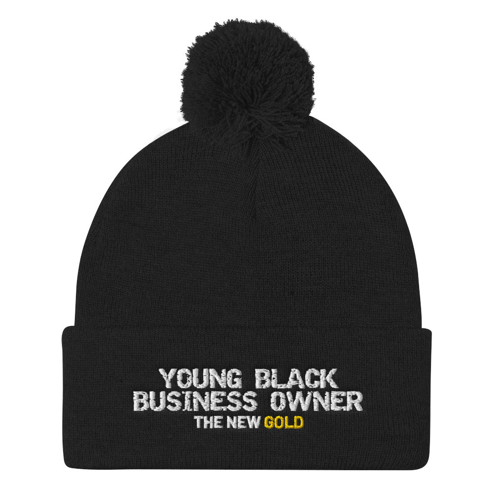 Young Black Business Owner Pom Pom Knit Cap - UnequelyUs